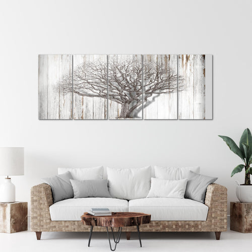 Runa Art Wandbild XXL Baum Abstrakt Wohnzimmer 200 x 80 cm Schwarz Weiss 5 Teilig - Made in Germany - 039955b