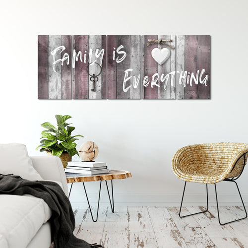 Runa Art Wandbild XXL Home Abstrakt Schlafzimmer Wohnzimmer 200 x 80 cm Grau Rosa 5 Teilig - Made in Germany - 040255c