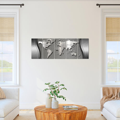 Runa Art Bild Weltkarte Wandbilder auf Vlies Leinwand 5 Teilig Wanddekoration Büro Wohnzimmer 107256b