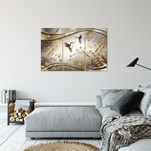 Runa Art Wandbilder Vintage Vogel Bild XXL Wohnzimmer Schlafzimmer Biege Braun Abstrakt 120 x 80 cm 3 Teilig 038331a