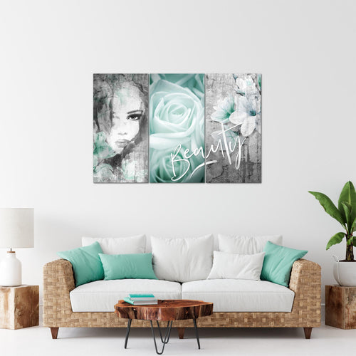 Runa Art Wandbilder Blumen Vintage Bild XXL Wohnzimmer Schlafzimmer Bunt Frau 120 x 80 cm 3 Teilig 039331b