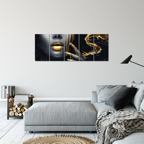 Runa Art Bild Abstrakt Wandbilder auf Vlies Leinwand 5 Teilig Wanddekoration Wohnzimmer Schlafzimmer Büro 041556a