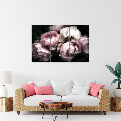 Runa Art Wandbilder Blumen Rosen Bild XXL Wohnzimmer Schlafzimmer Schwarz Bunt Vintage 120 x 80 cm 3 Teilig 039131a