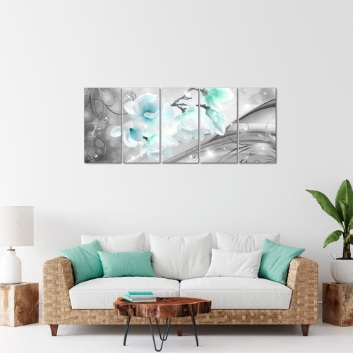 Runa Art Bild Blumen Abstrakt Wandbilder auf Vlies Leinwand 5 Teilig Wanddekoration Wohnzimmer Schlafzimmer 035356c