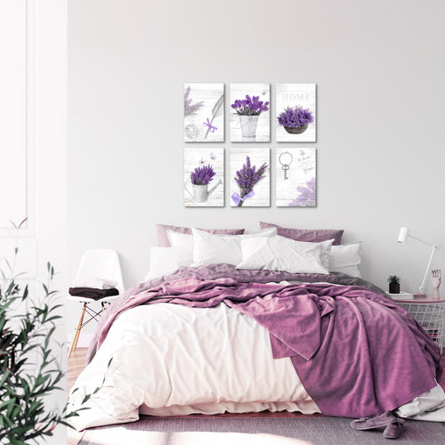Novart Wandbilder Set Home Provence - KOMPLETT AUFHÄNGFERTIG - Made in Germany - Moderne Bilder  Wohnzimmer Schlafzimmer - N002964a