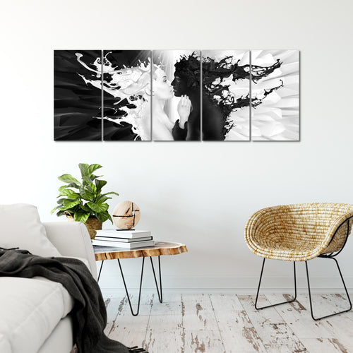 Runa Art Wandbilder XXL Blumen Pflanzen Wohnzimmer Schlafzimmer Büro 200 x 80 cm Blumen 5 Teilig - Made in Germany - 005055b