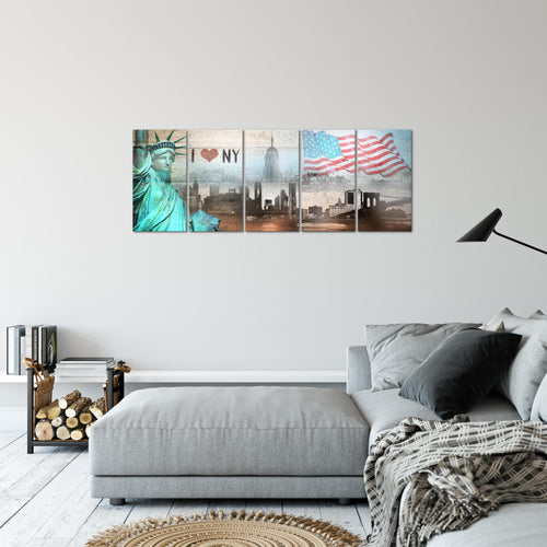 Runa Art Bild New York City Wandbilder auf Vlies Leinwand 5 Teilig Wanddekoration Wohnzimmer Büro 034256b