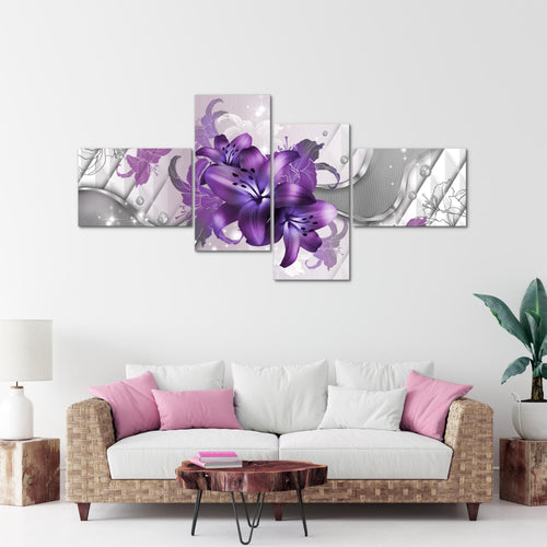 Runa Art Bild XXL 4 Teilig Blumen Lilien 200 x 100 cm Kunstdruck auf Vlies Leinwand Wanddeko Wohnzimmer Schlafzimmer 016541c