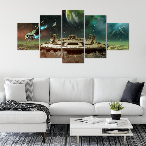 Runa Art - Bilder Kinderzimmer 200 x 100 cm 5 Teilig XXL Wanddekoration Design Türkis Beige 611551a
