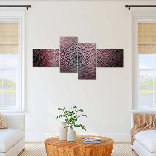 Runa Art Bild XXL 4 Teilig Mandala 200 x 100 cm Kunstdruck auf Vlies Leinwand Wanddeko Wohnzimmer Schlafzimmer 101241a
