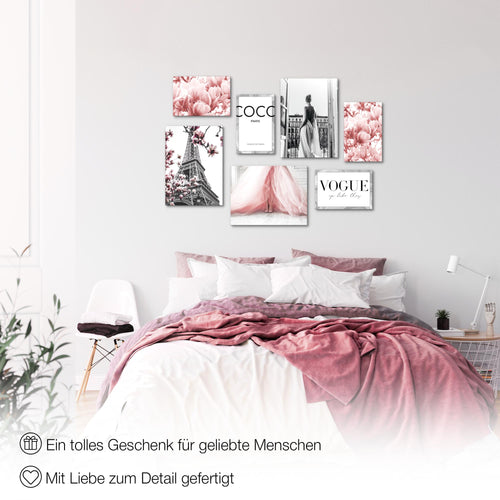 Novart Wandbilder Blumen - KOMPLETT AUFHÄNGFERTIG - Blüten Wohnzimmer Schlafzimmer Büro - 7 Moderne Mood - Bilder - N002471a