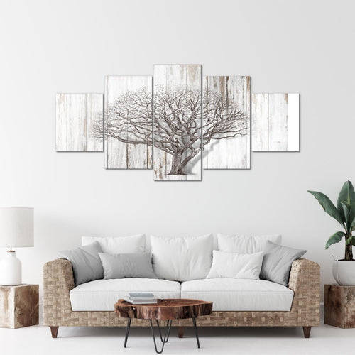 Runa Art - Bilder Baum Abstrakt 200 x 100 cm 5 Teilig XXL Wanddekoration Design Schwarz Weiss 039951b