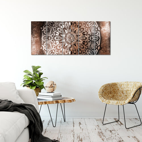 Runa Art Bild Mandala Abstrakt Wandbilder auf Vlies Leinwand 5 Teilig Wanddekoration Wohnzimmer Schlafzimmer 040156c