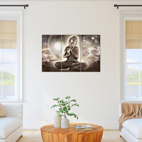 Runa Art Wandbilder Buddha Zen Bild XXL Wohnzimmer Schlafzimmer Braun Feng Shui 120 x 80 cm 3 Teilig 041631a