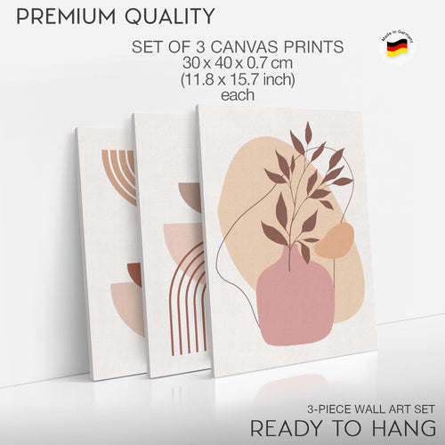 Novart Wandbilder Set Abstrakt - KOMPLETT AUFHÄNGFERTIG - Wohnzimmer Schlafzimmer Büro Deko - 3 Moderne Bilder Geometrie - N040435b
