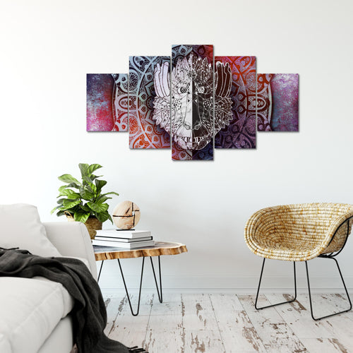 Runa Art Bild Wohnzimmer Schlafzimmer Mandala Abstrakt 5 Teilig Orientalisch Lila Violett Wandbilder auf Vlies Leinwand 040153b