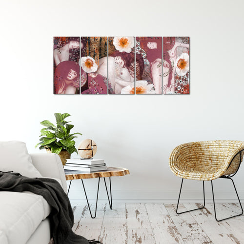 Runa Art Bild Collage Gustav Klimt Wandbilder auf Vlies Leinwand 5 Teilig Wanddekoration Wohnzimmer 018556b