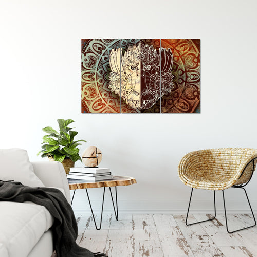 Runa Art Wandbilder Mandala Abstrakt Bild XXL Wohnzimmer Schlafzimmer Beige Braun Kupfer 120 x 80 cm 3 Teilig 040131a