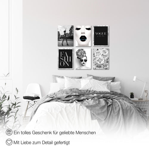 Novart Wandbilder - KEIN EXTRA RAHMEN BENÖTIGT - Wohnzimmer Mädchen Teenager - Bilder Modern Beauty Fashion - Schwarz Weiss - N015565a