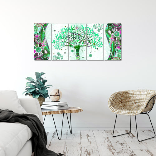 Runa Art Bild Gustav Klimt Baum des Lebens Wandbilder auf Vlies Leinwand 5 Teilig Wanddekoration Wohnzimmer 004656b