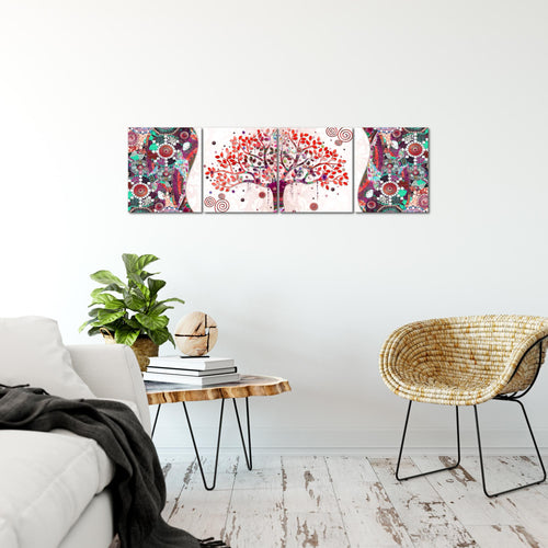 Runa Art Bilder Set 4 Teilig Gustav Klimt Baum des Lebens Wandbilder XXL Wohnzimmer 160 x 50 cm Rosa Modern 004646c