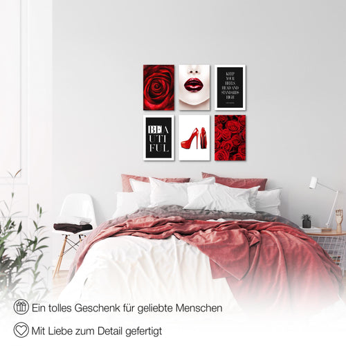 Novart Wandbilder Set Fashion - KOMPLETT AUFHÄNGFERTIG - Made in Germany - Moderne Bilder  Wohnzimmer Mädchen Teenager - N019064a