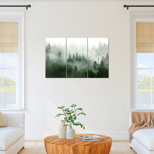 Runa Art Wandbilder Landschaft Bild XXL Wohnzimmer Schlafzimmer Büro Wald Waldgrün 120 x 80 cm 3 Teilig 032331a