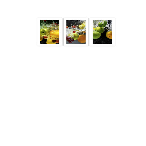 Novart Bilder mit Rahmen Früchte - Küche Wanddeko - 3 Bilder Set Grün - N100530aR2