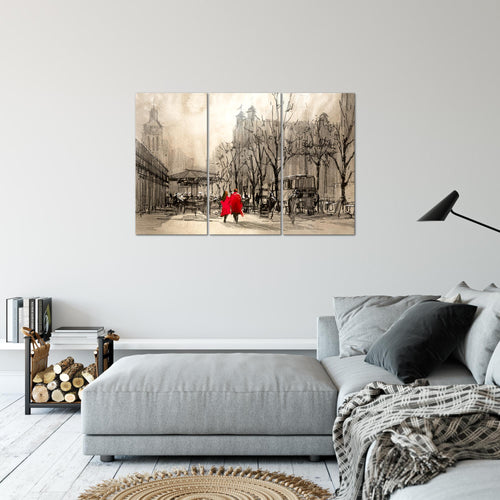 Runa Art Wandbilder London Bild XXL Wohnzimmer Schlafzimmer Braun Stadt Abstrakt 120 x 80 cm 3 Teilig 009731a