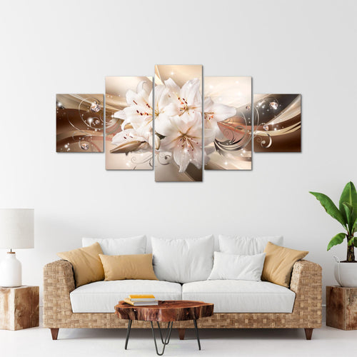 Runa Art - Bilder Blumen Pflanzen 200 x 100 cm 5 Teilig XXL Wanddekoration Design Natur Beige 020151a