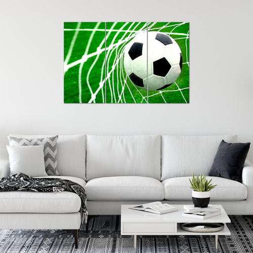 Runa Art Wandbilder Fussball Bild XXL Wohnzimmer Schlafzimmer Grün Sport 120 x 80 cm 3 Teilig 611431a