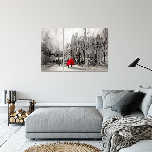 Runa Art Wandbilder London Bild XXL Wohnzimmer Schlafzimmer Grau Stadt Abstrakt 120 x 80 cm 3 Teilig 009731c