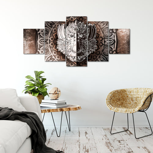 Runa Art - Bilder Mandala Abstrakt 200 x 100 cm 5 Teilig XXL Wanddekoration Design Beige Braun 040151c