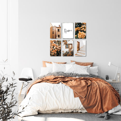 Novart Wandbilder Set Home Blumen - KOMPLETT AUFHÄNGFERTIG - Made in Germany - Moderne Bilder  Wohnzimmer Schlafzimmer - N010164a