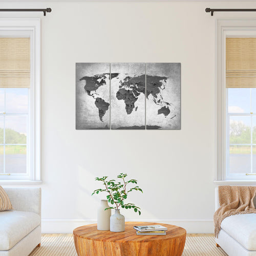 Runa Art Wandbilder Weltkarte Bild XXL Büro Wohnzimmer Braun Vintage Antik 120 x 80 cm 3 Teilig 104031b