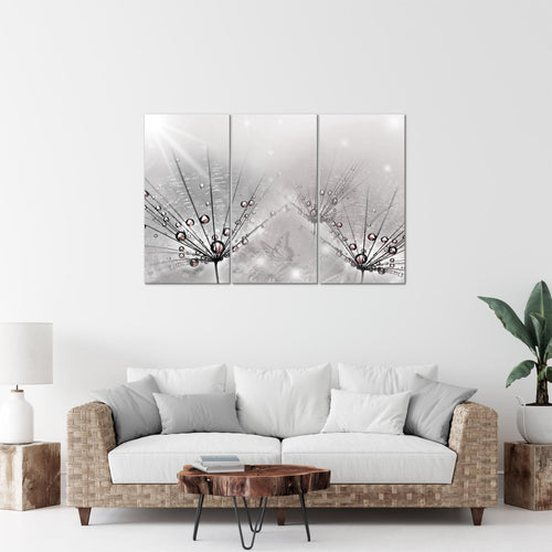 Runa Art Wandbilder Pusteblume Bild XXL Wohnzimmer Schlafzimmer Grau Natur 120 x 80 cm 3 Teilig 016931c