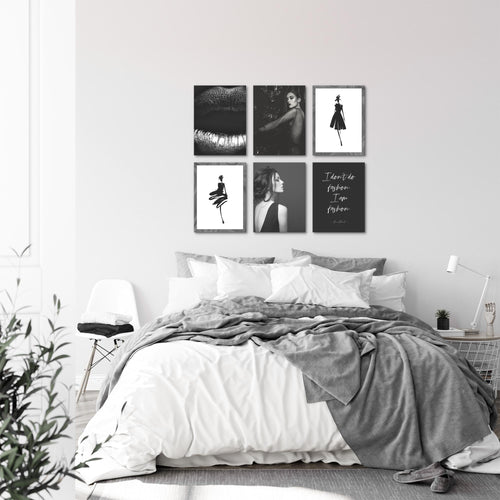 Novart Wandbilder - KEIN EXTRA RAHMEN BENÖTIGT - Wohnzimmer Mädchen Teenager - Bilder Modern Fashion - Schwarz Weiss - N000865a