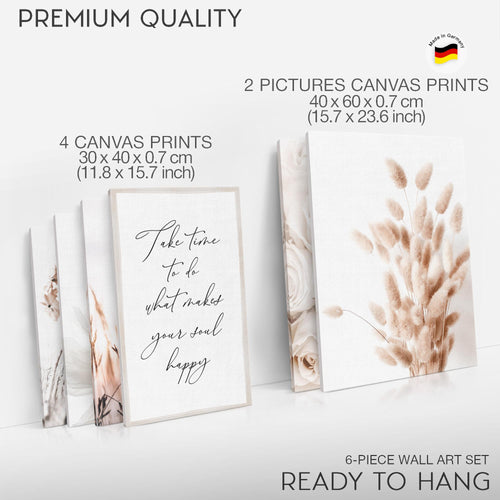 Novart Wandbilder Set Blumen Pflanzen Blüten - KEIN EXTRA RAHMEN BENÖTIGT - Modern Deko - Wohnzimmer Schlafzimmer Büro N023267a