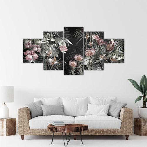 Runa Art - Bilder Blumen 200 x 100 cm 5 Teilig XXL Wanddekoration Design Grün 043351b