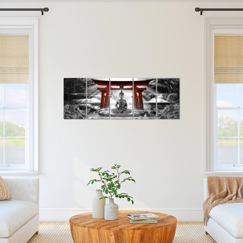 Runa Art Bild Feng Shui Buddha Wandbilder auf Vlies Leinwand 5 Teilig Wanddekoration Wohnzimmer Schlafzimmer 036456c