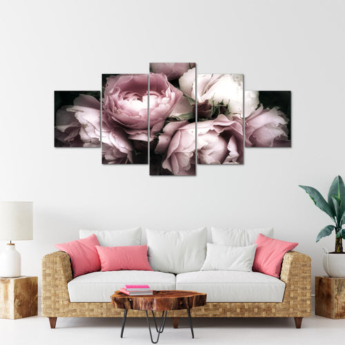 Runa Art - Bilder Blumen Rosen 200 x 100 cm 5 Teilig XXL Wanddekoration Design Schwarz Bunt 039151a