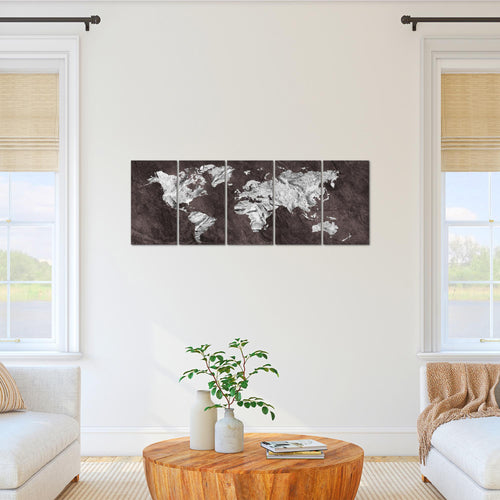 Runa Art Bild Weltkarte Wandbilder auf Vlies Leinwand 5 Teilig Wanddekoration Büro Wohnzimmer 002956b
