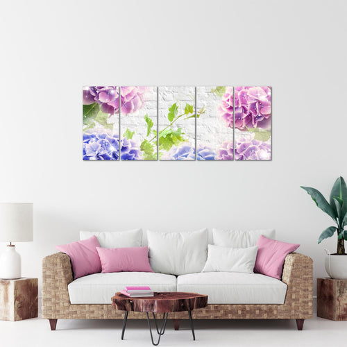 Runa Art Bild Blumen Hortensien Wandbilder auf Vlies Leinwand 5 Teilig Wanddekoration Wohnzimmer Schlafzimmer 017556a