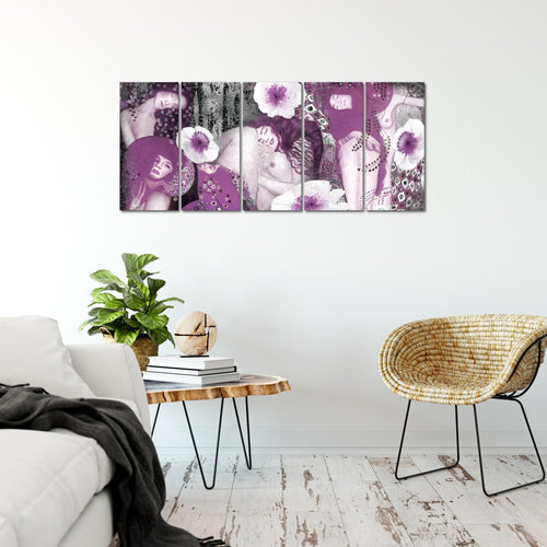 Runa Art Bild Collage Gustav Klimt Wandbilder auf Vlies Leinwand 5 Teilig Wanddekoration Wohnzimmer 018556c