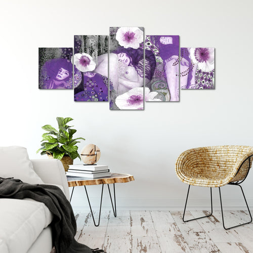 Runa Art - Bilder Collage Gustav Klimt 200 x 100 cm 5 Teilig XXL Wanddekoration Design Violett 018551c
