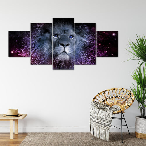 Runa Art - Bilder Sternzeichen Löwe 200 x 100 cm 5 Teilig XXL Wanddekoration Design Lila 040751c