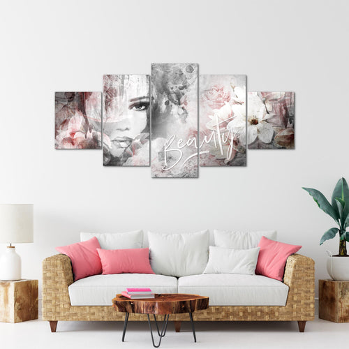 Runa Art - Bilder Blumen Vintage 200 x 100 cm 5 Teilig XXL Wanddekoration Design Bunt 039351a