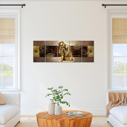 Runa Art Bild Buddha Zen Wandbilder auf Vlies Leinwand 5 Teilig Wanddekoration Wohnzimmer Schlafzimmer 041356a