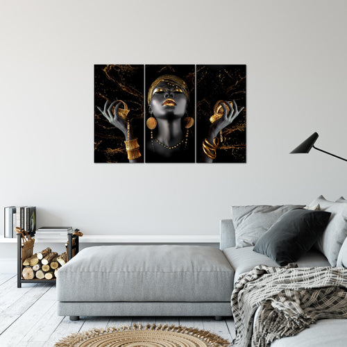 Runa Art Wandbilder Afrika Bild XXL Wohnzimmer Schlafzimmer Büro Eleganz Schwarz 120 x 80 cm 3 Teilig 045431b