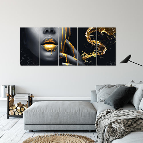 Runa Art Wandbilder XXL Abstrakt Wohnzimmer Schlafzimmer Büro 200 x 80 cm Minimalismus 5 Teilig - Made in Germany - 041555a